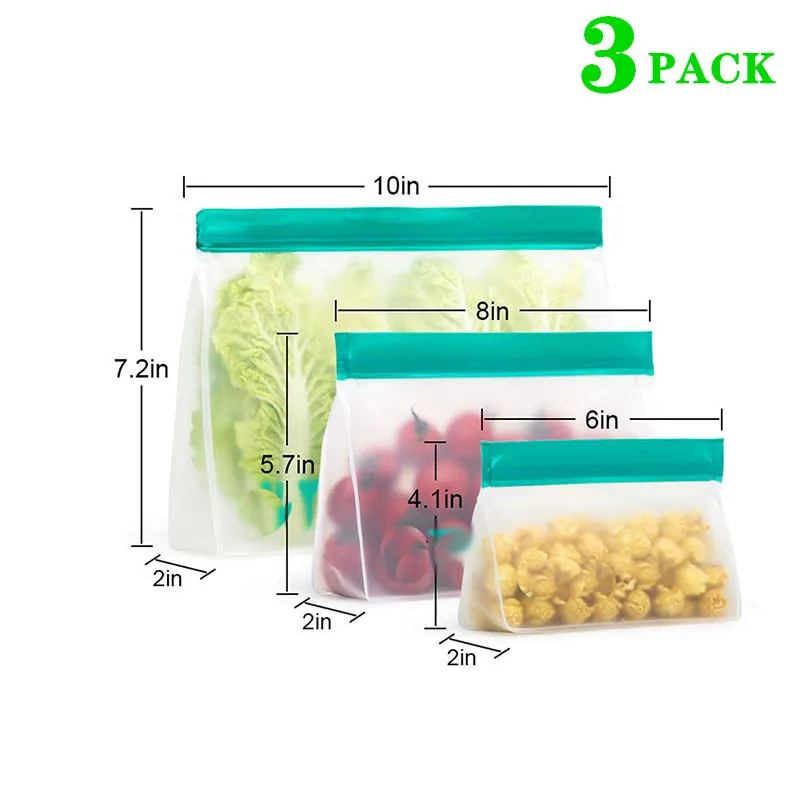 Reusable Food Storage Bag Upgrade Leakproof Top Stand Up Freezer Sandwich Ziplock Bag Silicone PEVA Food Preservation Shut Bag - Image 8