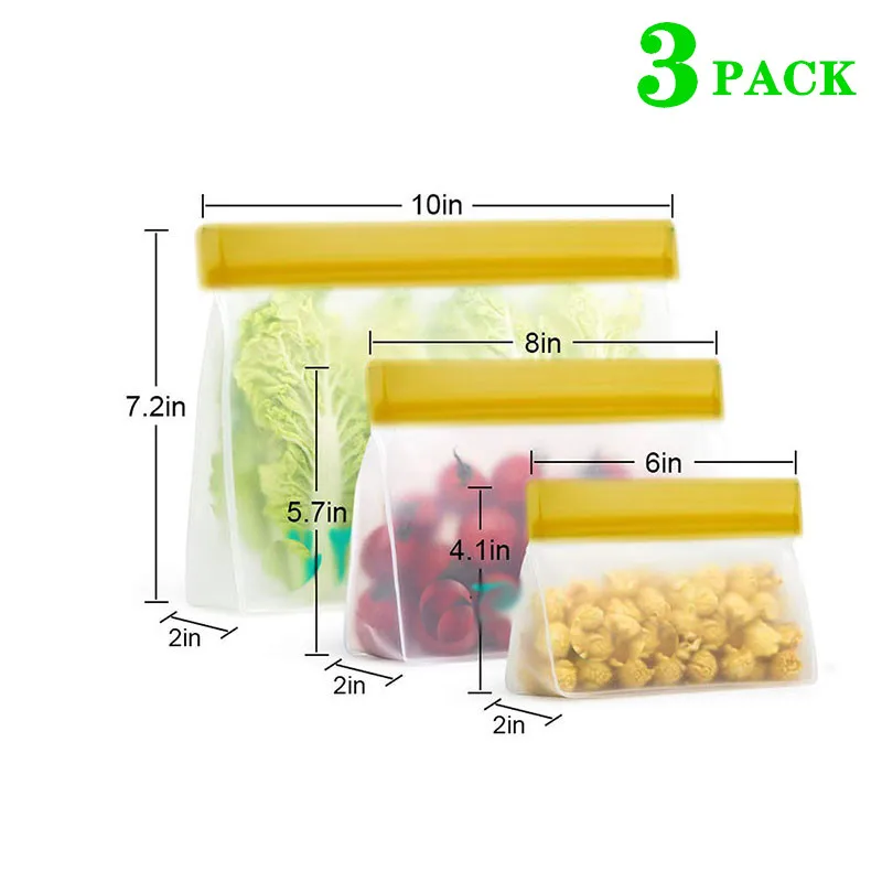 Reusable Food Storage Bag Upgrade Leakproof Top Stand Up Freezer Sandwich Ziplock Bag Silicone PEVA Food Preservation Shut Bag - Image 7