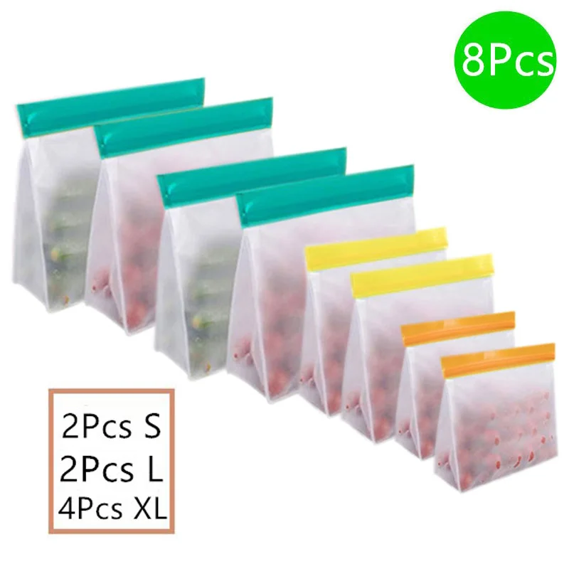 Reusable Food Storage Bag Upgrade Leakproof Top Stand Up Freezer Sandwich Ziplock Bag Silicone PEVA Food Preservation Shut Bag - Image 16