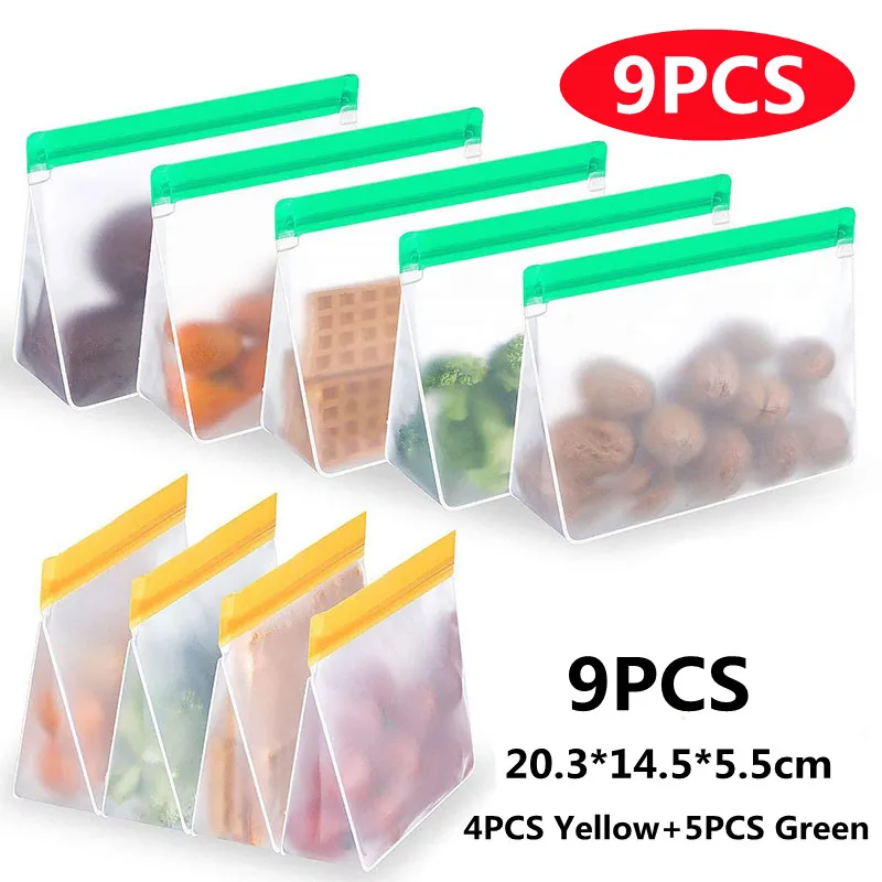 Reusable Food Storage Bag Upgrade Leakproof Top Stand Up Freezer Sandwich Ziplock Bag Silicone PEVA Food Preservation Shut Bag - Image 10