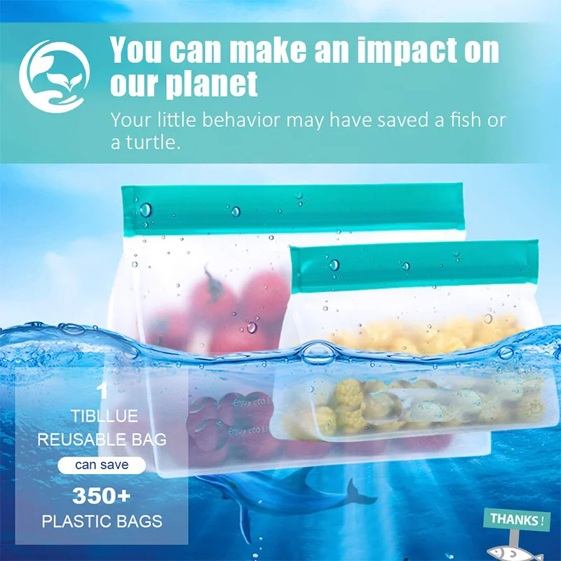 Reusable Food Storage Bag Upgrade Leakproof Top Stand Up Freezer Sandwich Ziplock Bag Silicone PEVA Food Preservation Shut Bag - Image 6