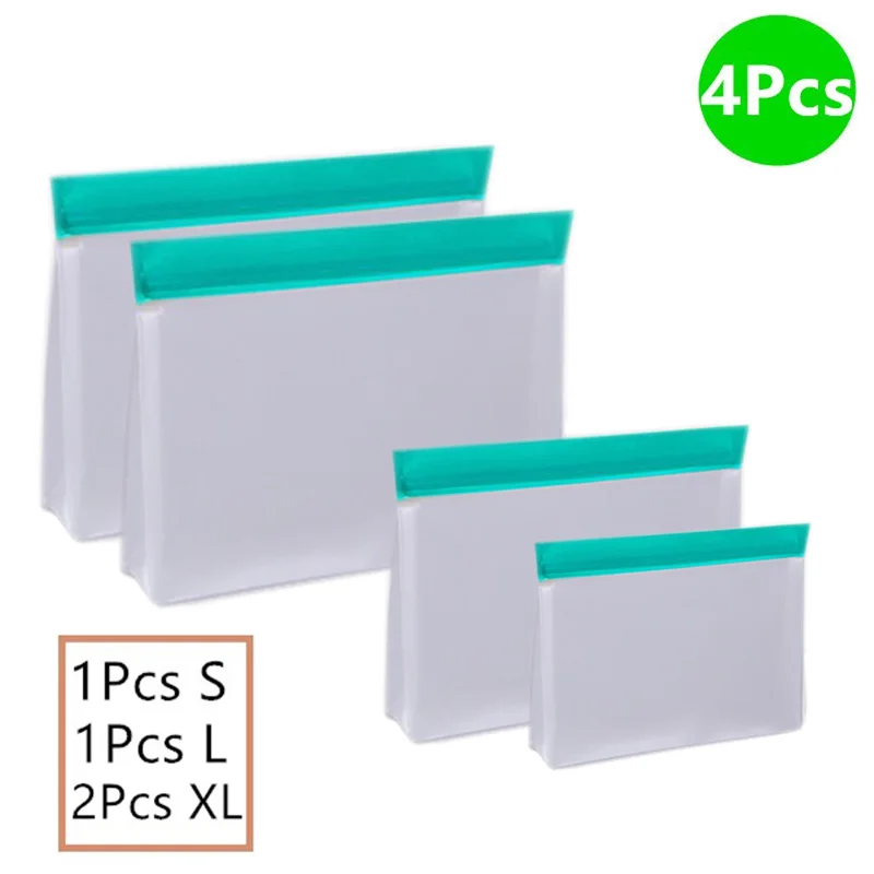 Reusable Food Storage Bag Upgrade Leakproof Top Stand Up Freezer Sandwich Ziplock Bag Silicone PEVA Food Preservation Shut Bag - Image 13