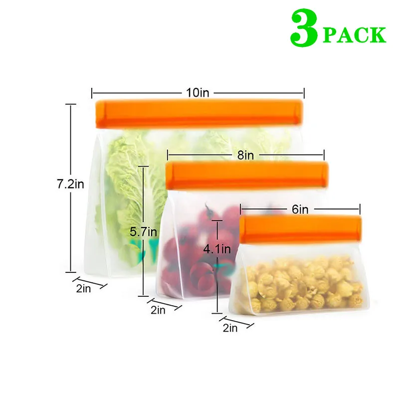 Reusable Food Storage Bag Upgrade Leakproof Top Stand Up Freezer Sandwich Ziplock Bag Silicone PEVA Food Preservation Shut Bag - Image 14