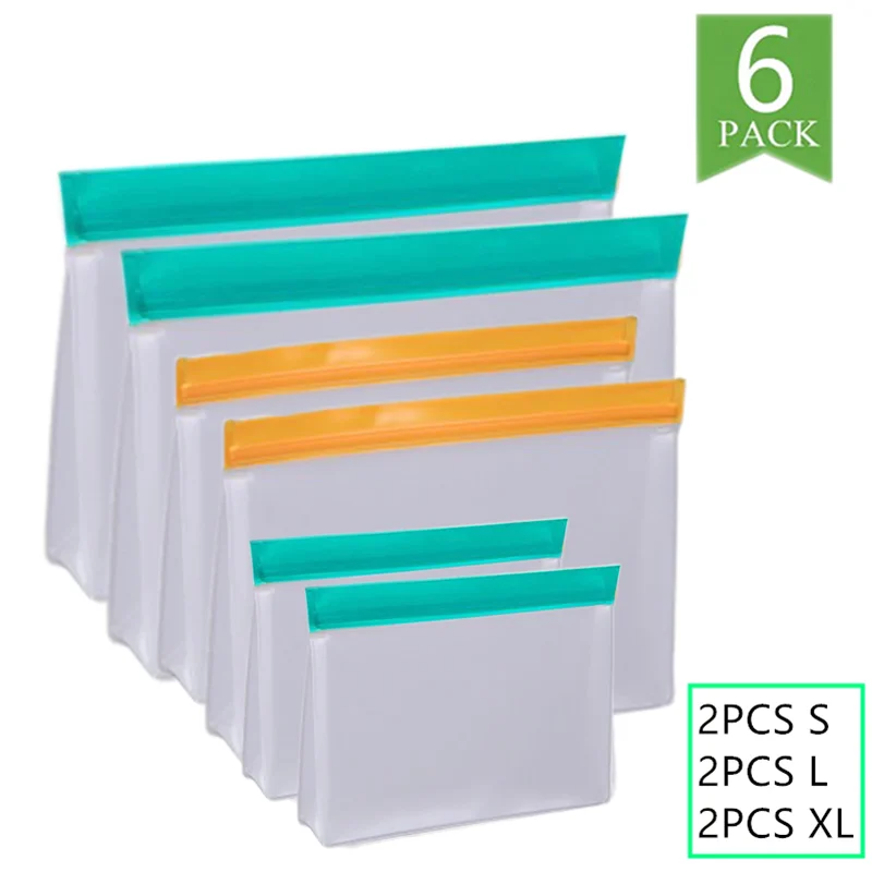 Reusable Food Storage Bag Upgrade Leakproof Top Stand Up Freezer Sandwich Ziplock Bag Silicone PEVA Food Preservation Shut Bag - Image 11