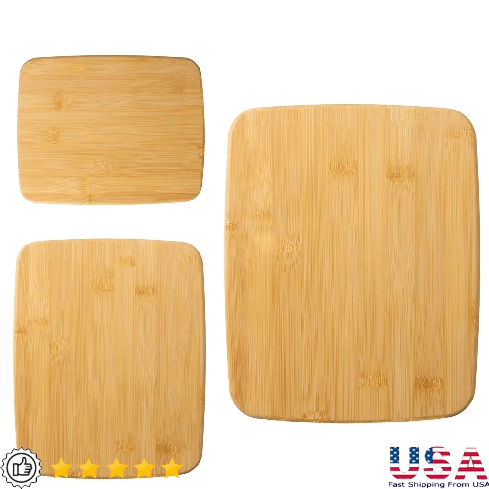 3 Piece Bamboo Cutting Board Set Eco Friendly Reversible Kitchen Boards Durable Elegant Oval Design Versatile Chopping Slicing
