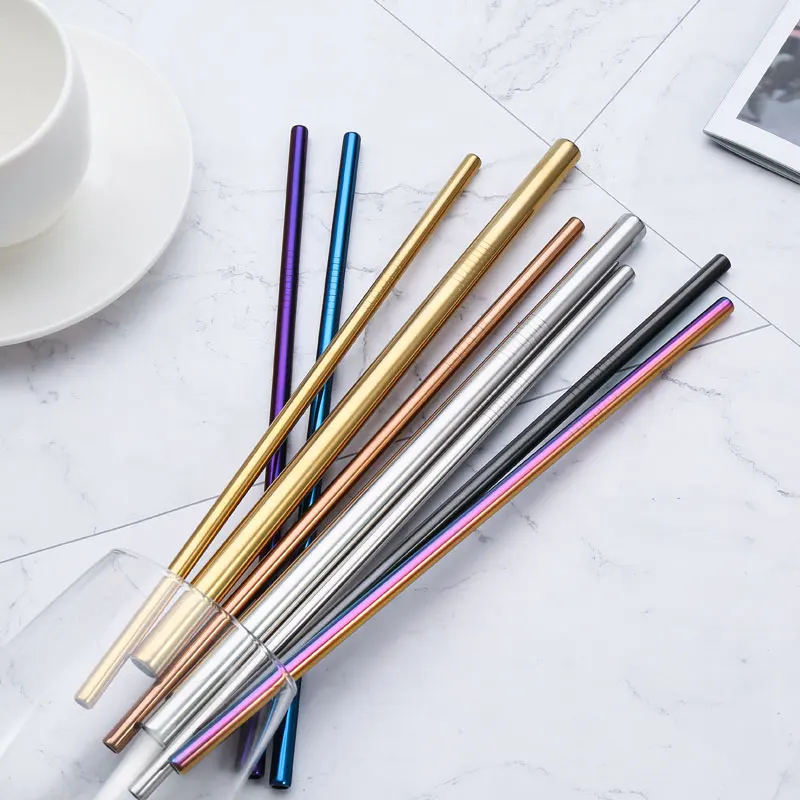 18/10 Stainless Steel Straw Set Quality Metal Straw Reusable Drinking Straw With Cleaner Brush Portable Box Bar Party Accessory - Image 2