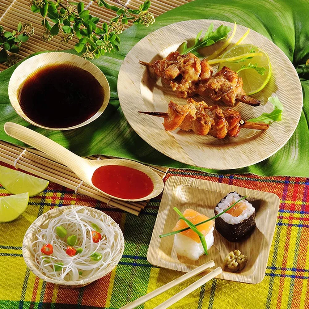 20 Pieces x Home Party Event Wedding Supplies, Disposable Eco-Friendly Tableware 220mm Bamboo Leaf Boat - Image 6