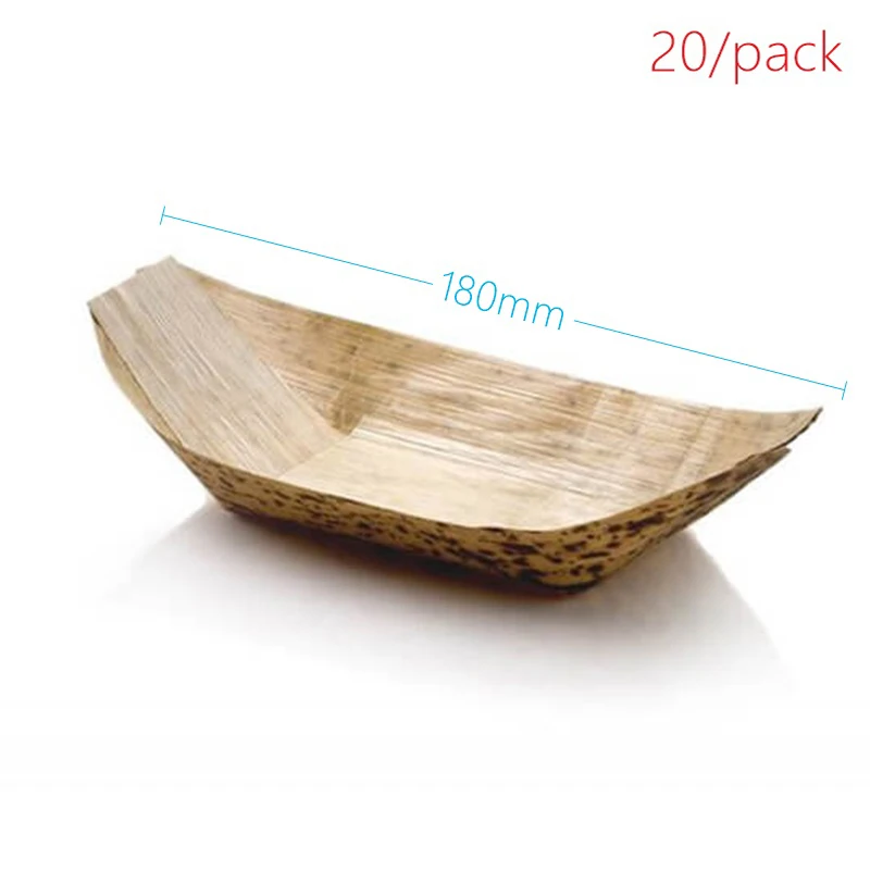 20 Pieces x Home Party Event Wedding Supplies, Disposable Eco-Friendly Tableware 220mm Bamboo Leaf Boat - Image 11