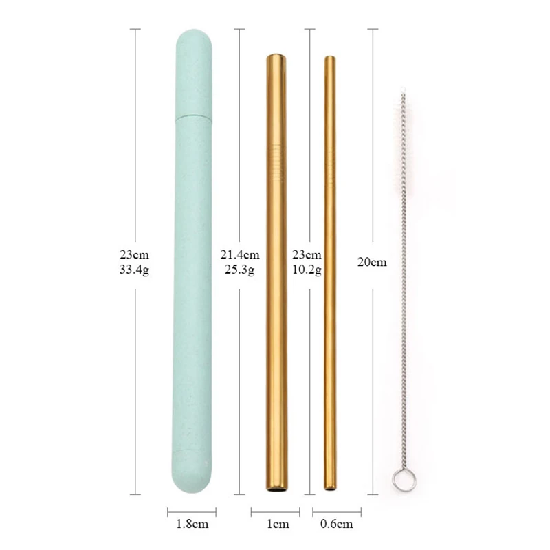 18/10 Stainless Steel Straw Set Quality Metal Straw Reusable Drinking Straw With Cleaner Brush Portable Box Bar Party Accessory - Image 3