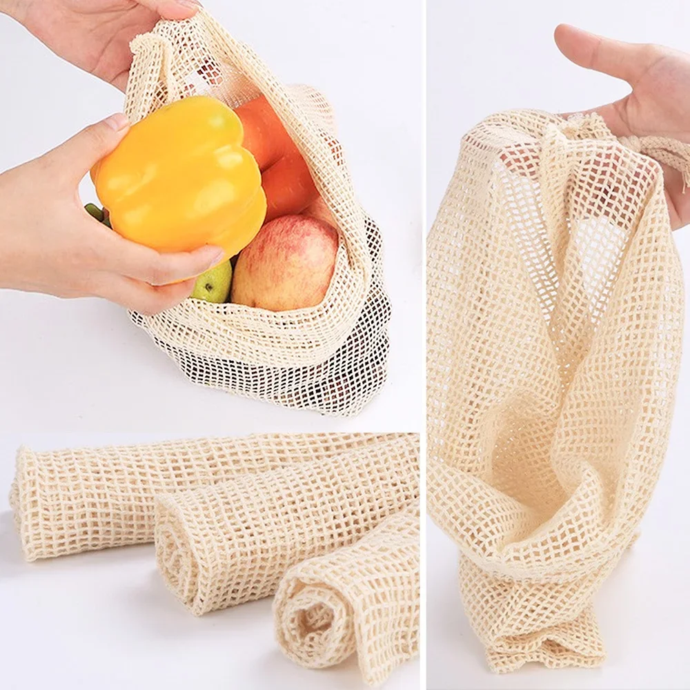 3 6 10pcs Reusable Produce Bags Set Eco Bag Cotton Mesh Vegetable Bags for Fruit Vegetable Storage Bags Reusable Shopping Bag - Image 2