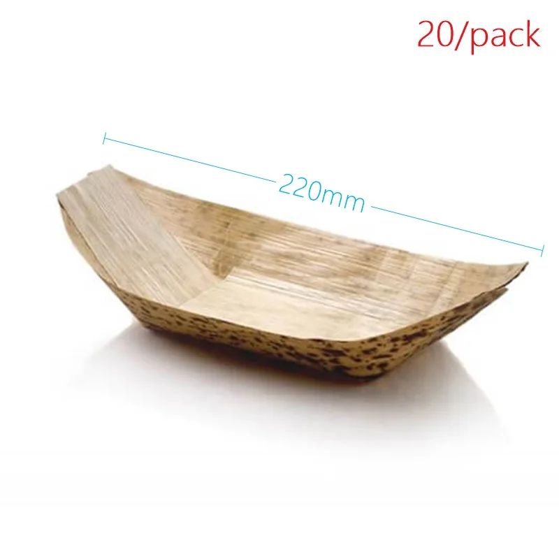 20 Pieces x Home Party Event Wedding Supplies, Disposable Eco-Friendly Tableware 220mm Bamboo Leaf Boat - Image 7
