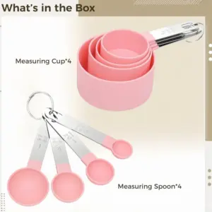 4/8pcs measuring cup and spoon set, stackable cups and spoons, nested measuring cups with stainless steel handles