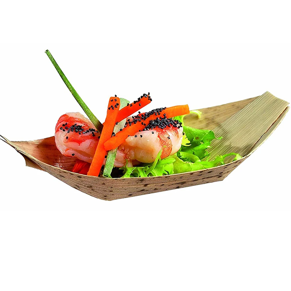 20 Pieces x Home Party Event Wedding Supplies, Disposable Eco-Friendly Tableware 220mm Bamboo Leaf Boat - Image 5